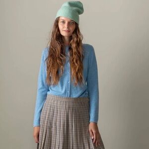 Kiltana Scotland - Women's Cashmere High Button Cardigan - Glacier